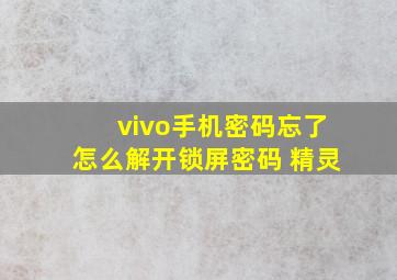 vivo手机密码忘了怎么解开锁屏密码 精灵